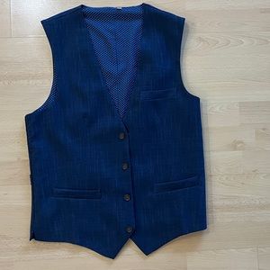 State and Liberty ATHLETIC FIT STRETCH SUIT VEST - HEATHERED NAVY size 38